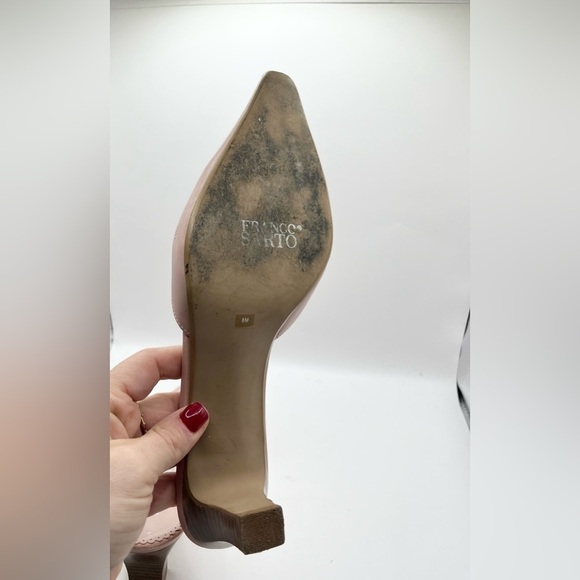 Franco Sarto Mules Pink Pointed Toe Block Heel Slip On Heels Leather Size 8 - Picture 8 of 8